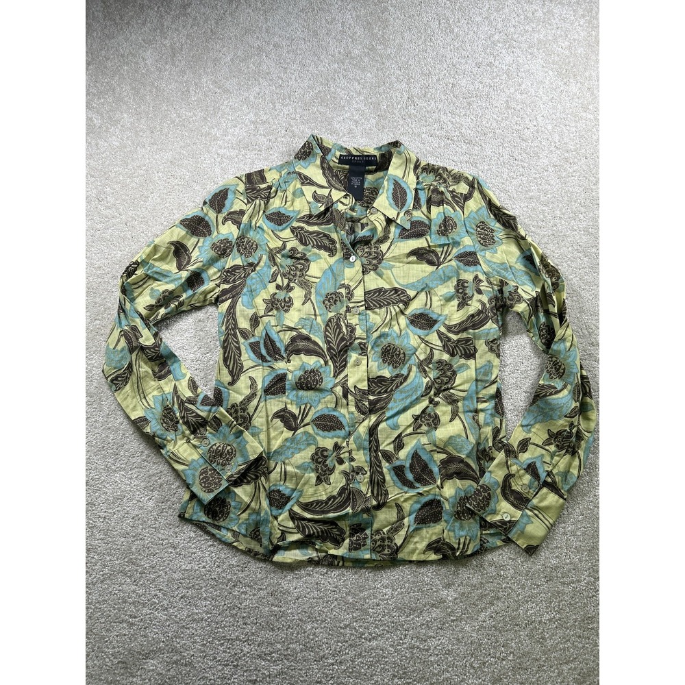 Geoffrey Beene Shirt Womens 10 Floral Button Up Long Sleeve Blouse Top Career